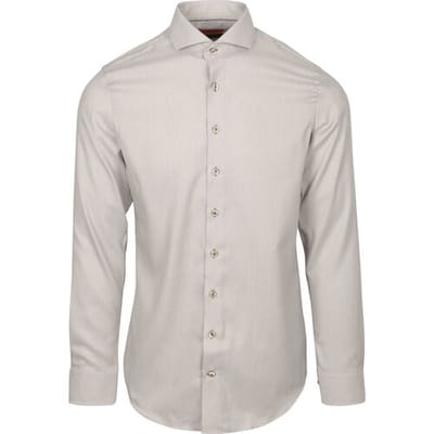 Suitable Overhemd Jacquard Luxe Beige - Maat 38 - Heren - Casual Shirt