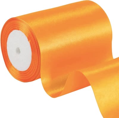 Breed oranje satijnen lint van 10 cm voor bruiloften, knutselen, cadeauverpakking en decoraties, ideaal voor haarstrikken en taarten