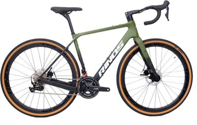Rinos Sandman 3.0 Carbon - Gravel Fiets - Gravel Bike met SHIMANO 105 ST-R7000 - 22 versnellingen en schijfremmen - lichte fiets voor dames en heren - 700 x 40C - Zwart Groen XS-50