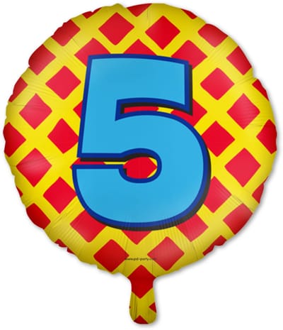LUQ – Folie Ballon Happy Party 5 Jaar – Veelkleurig Design – Luxe Verjaardag Decor – Feest Versiering – Helium Ready