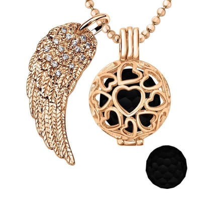 Engelenroeper 18mm Bolhouder met Ketting 90cm en Bolletje - Dames - Roségoudkleurig Hartjes - EBS18199