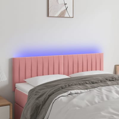 vidaXL - Hoofdbord - LED - 144x5x78/88 - cm - fluweel - roze