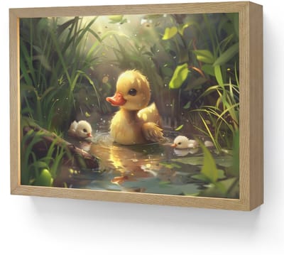 Nachtlampje 40x30 cm - Kinder lamp - Eendjes - Dieren - Natuur - Tafellamp kinderkamer draadloos - Slaapkamer lampje - Bedlamp kinderen - Kinderlampje - Wandlamp babykamer - Nachtlampjes