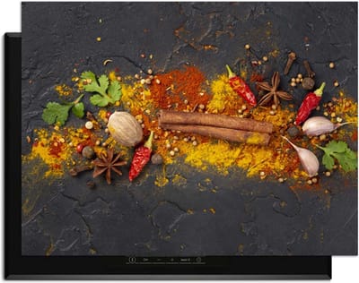 KitchenArt - Spice Explosion - Inductie Beschermer - 78x52 cm - Kookplaat Beschermer - Luxe Afdekplaat Inductieplaat - Anti-slip & Oprolbaar - Beschermmat Inductiekookplaat