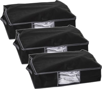 5Five Dekbed/kussen opberghoes - 3x - zwart - vacuumzak - 60 x 45 x 15 cm - Dekbedhoes - Beschermhoes