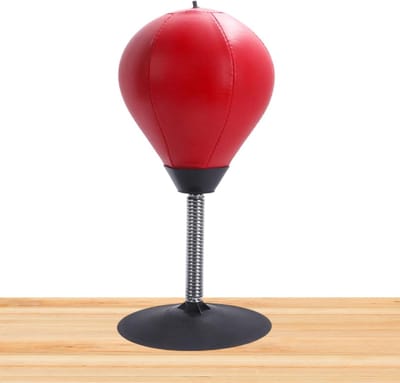 Desktop Bokszak - Stressbal Boksbal - Stress Verminderen - Sterke Zuignap - 37 x 18 x 18 cm - Rood