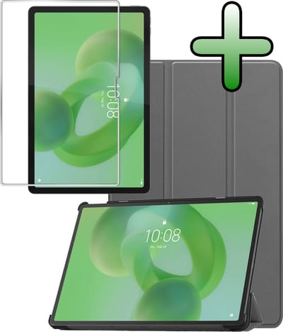 Hoesje Geschikt voor Lenovo Idea Tab Pro - Met Screenprotector - Trifold Bookcase - Hard Cover - Hardcover Book Case - Tablet Hoes - Grijs