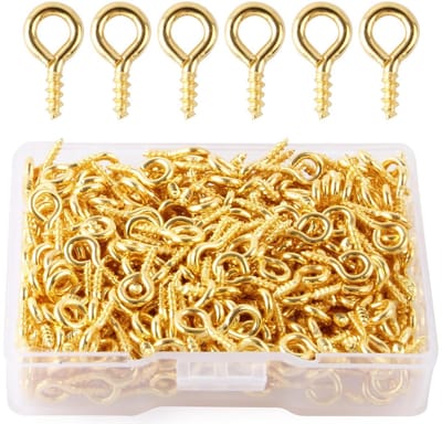 400 Stuks Kleine Oogschroeven en Schroefogen voor Sieraden, Doe-Het-Zelf Kunsthandwerk en Meubels - Roestvrijstalen Ringschroeven (10 mm, Goud)