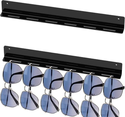 Allecta - Zonnebril organizer opslag, wandhouder brilhouder displaystandaard, opslag compatibel met Persol, GUCCI, Zwart, 2-pack.