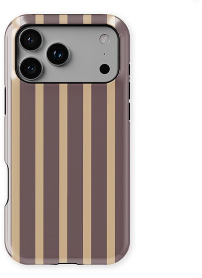 DripCase Gestreept Hoesje geschikt voor iPhone 17 Pro | Backcover met Mag | Stripes Motief | Trendy Case geschikt voor iPhone 17 Pro met Strepen Velvet Praline