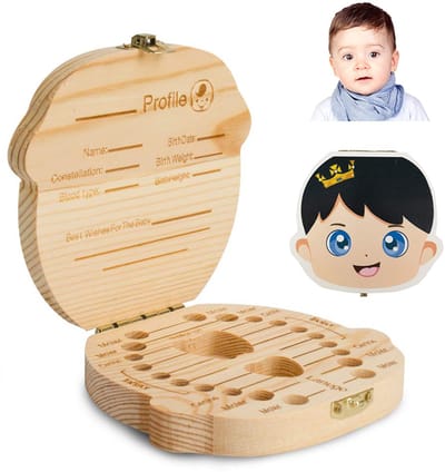 Baby Tooth Box Keepsake - Houten Tandendoos - Melktanden Bewaren - Handgemaakt Baby Cadeau - Jongen- Tandendoos Fee - Hout - 1 stuk