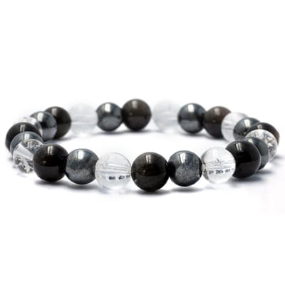 Bixorp Gems Hematiet + Bergkristal + Obsidiaan Armband - 8mm / 18cm - Om & Om Edelsteen Kralenarmband