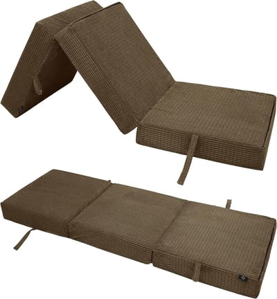 Opvouwbaar Matras - Logeerbed Gastenbed - Comfortabel Slapen - 3-Delig Ontwerp - 198x66x14 cm - Mokka
