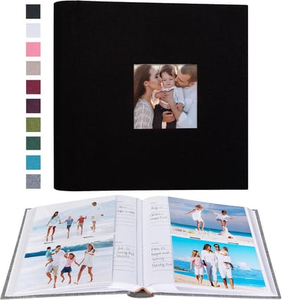 Linnen Fotoalbum voor 200 Foto's 10x15cm - Fotoboek met Ruimte voor Herinneringen - Zwart