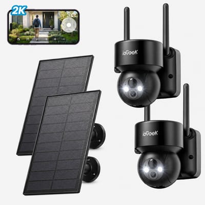 ieGeek Beveiligingscamera Buiten 2K HD 3MP - Draadloze WiFi Buitencamera met Nachtzicht, Bewegingsdetectie, Tweeweg Audio, App Bediening en IP66 Waterdicht 2pcs