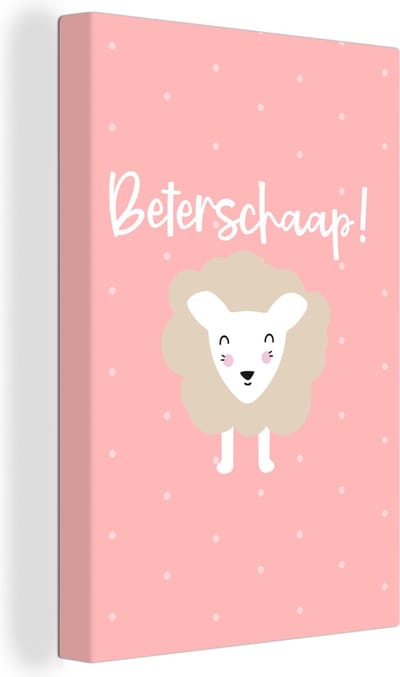 Canvas Schilderij Beterschap - Spreuken - Schaap - 20x30 cm - Wanddecoratie