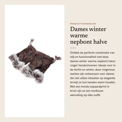 Dailygoods- Vingerloze Wanten - Dames - Winter - Nepbont - Verstelbaar Koord - Hoogwaardige Vezels - 15 cm Lengte - Handschoenen