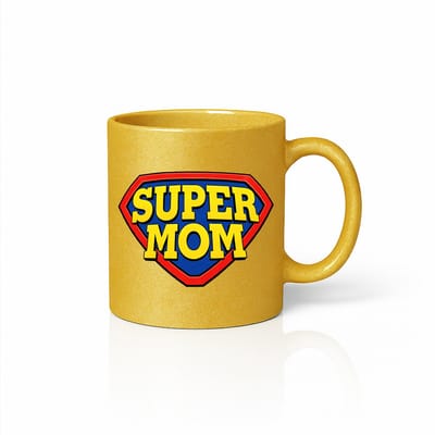 Super Mom Luxe Gouden Mok - Premium Moeder Cadeau Metallic - Glanzende Gouden Koffiebeker