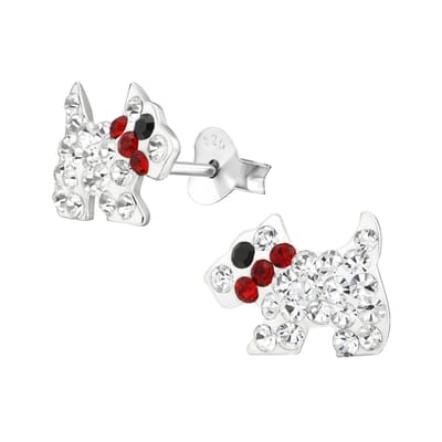 Amanto Kids Oorbellen Faedra - 925 Zilver E-Coating - Hondje - 11x8mm - ∅12mm