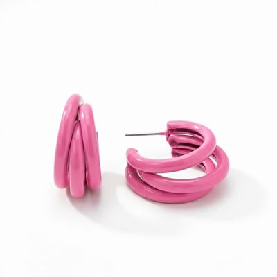 Roze oorringen voor dames – oorbellen met drie verstrengelde ringen