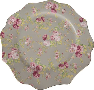 Clayre & Eef Dinerbord Ø 28 cm Groen Keramiek Bloemen