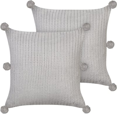 OCOTEA - Sierkussen set van 2 - Grijs - 45 x 45 cm - Katoen