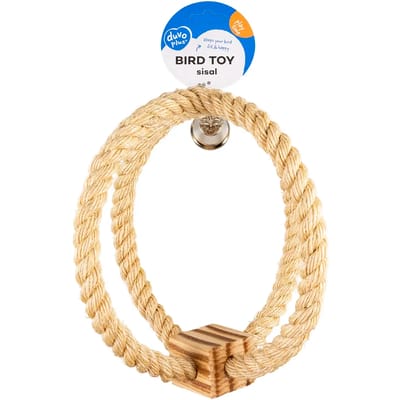 Duvoplus - Speelgoed Voor Dieren - Vogel - Ringtouwen In Sisal Met Bbq Blok En Bel 33x22x22cm Beige - 1st