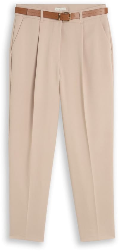 Tom Tailor - Loszittende barrel-broek met riem - Maat 34/28 - Gravel Beige