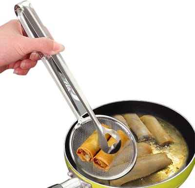 kooktang- Zeeftang- Oliefilterlepel- Roestvrijstalen- Voedsellepel- Gaasfilter- Frituurlepel