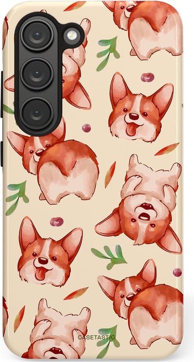 Casetastic Hoesje Geschikt voor Samsung S23 - Stijlvolle Beschermende Duo-layer Case - Corgipootjes