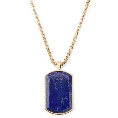 Orisun | Goudkleurige Ketting met Dog Tag van Lapis Lazuli