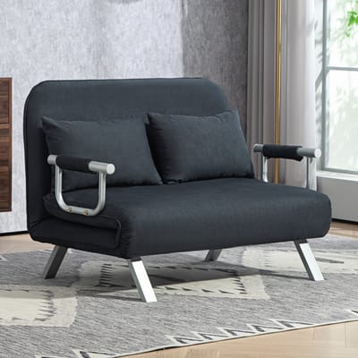 MODFU Slaapbank - Verstelbare Rugleuning - Met Slaapfunctie - Modern - Metaal - Zwart - 111 x 80 x 78 cm