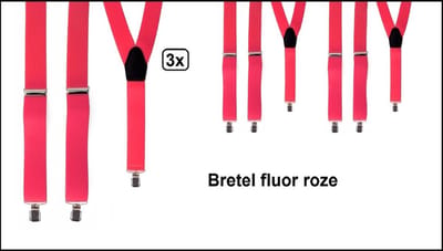 3x Bretel pink/roze- 35mm breed - Gala Carnaval thema feest party fun festival optocht