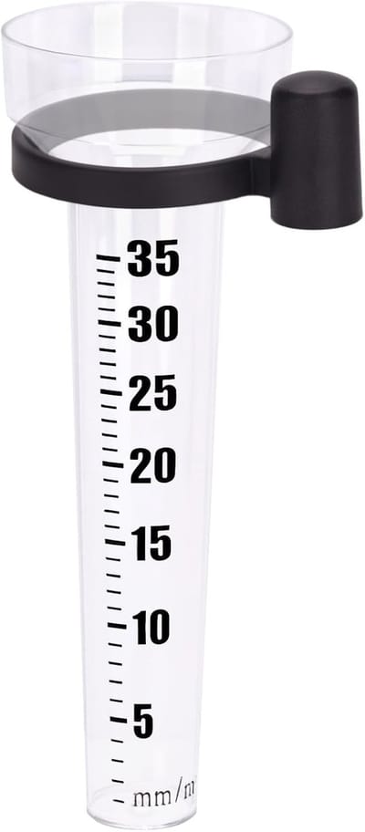 Regenmeter Tuin - Weerstation Buiten - Waterhoeveelheid Meten - Vergrote Cijfers - 8.5x24cm - Wit