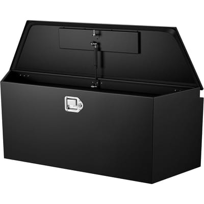 Boîte pour timon de remorque, 1245 x 353 x 470 mm Boîte à outils en acier pour timon de remorque, Organisateur de rangement robuste avec serrure et clés, Coffre à outils utilitaire pour pick-up