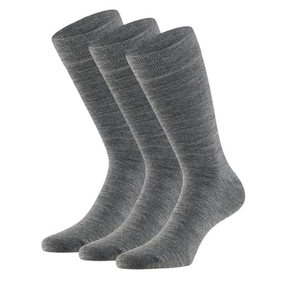 Apollo - Wollen sokken - Unisex - 3-Pak - Midden Grijs - Maat 39/42 - Merino sokken - sokken heren 39 42 - Wollen sokken - Naadloze sokken