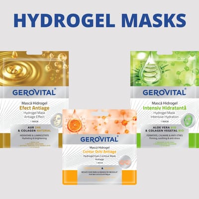 Gerovital Hydrogel Gezichtsmasker Giftset – 3 Anti-Aging Gezichtsmaskers – Hydratatie, Collageen, Hyaluronzuur & Oogmasker