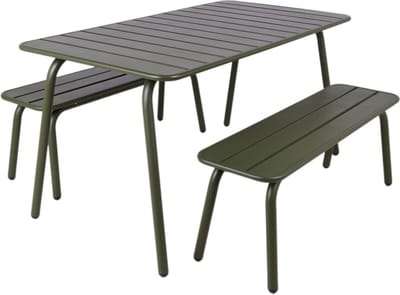 MaximaVida metalen picknickset Max 150 cm olijfgroen – 3-delig