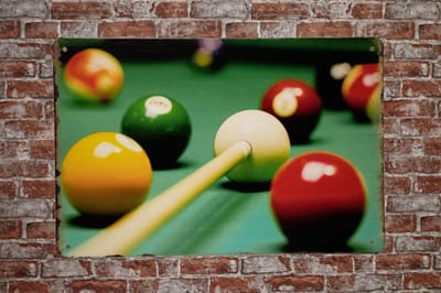 Wandbord - Poolballen - Metalen wandbord - Mancave - Mancave decoratie - Darts - Metalen borden - Metal sign - Bar decoratie - Tekst bord - Wandborden – Bar - Wand Decoratie - Metalen bord - UV bes