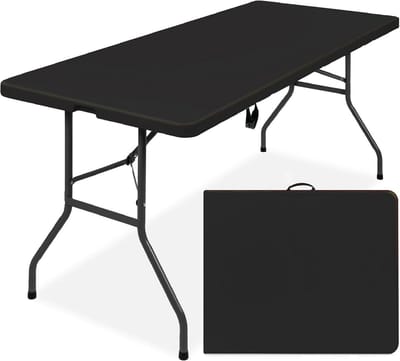 Grote Opvouwbare Klaptafel 180 cm - Kunststof Tafel voor Buiten, Picknick en Feest - Zwart