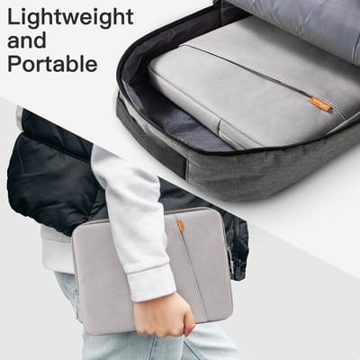 laptophoes laptop sleeve aktetas, Waterbestendig Schokbestendig Lichtgewicht tas met accessoireva ,15-Inch , (Licht Grijs)