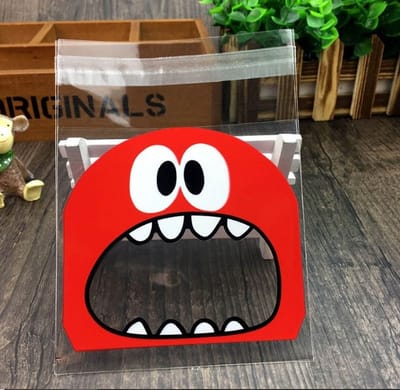 30 Rode Uitdeelzakjes 7x7 cm - Verjaardags Traktatie Uitdeelzakje Rood Monster - Geboorte Uitdeelzakje - Kraamfeest Traktatie - Cellofaan Plastic Zakje - Uitdeelzakje Transparant Rood Monster