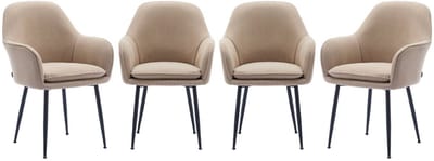 sweeek - Set van 4 stoelen in corduroy met matzwarte metalen poten, l 57 x d 59 x h 84,5