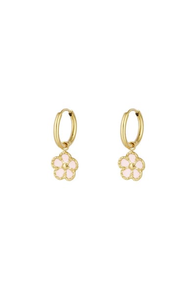 Oorbellen bloemen schattig - Roze & gouden kleur