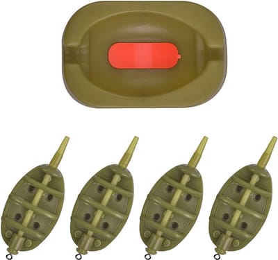 JHUBERS- Methode Feeder Set - 4 Inline Methode Feeders - Rubber Mal - Karper Vissen - Aasgereedschap - Milieuvriendelijk kunststof