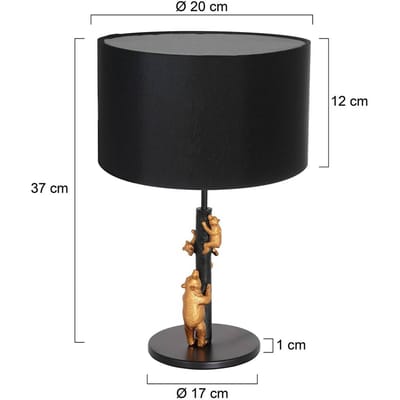Anne Lighting tafellamp Animaux - zwart - metaal - 20 cm - E27 fitting - 7203ZW