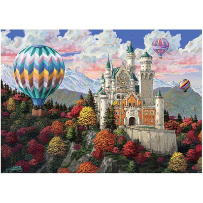 Diamant schilderij Heteluchtballon Kasteellandschap Borduurwerk Kruissteek Handwerk Strass 20X30CM gray
