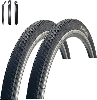 2x Stevige Fietsband Zwart 47-622 (28 inch) Inclusief Bandenlichters