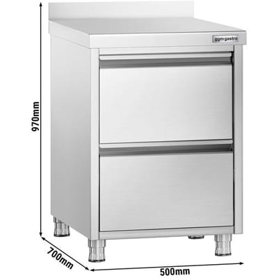 GGM Gastro Schubladenschrank PREMIUM mit 2 Schubladen & Aufkantung - 500x700mm Zilver