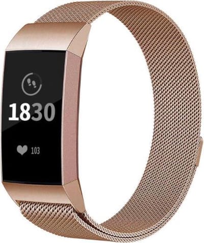 YPCd® Fitbit Charge 3 bandje - Rosé Goud - Milanees Roestvrij Staal - Small